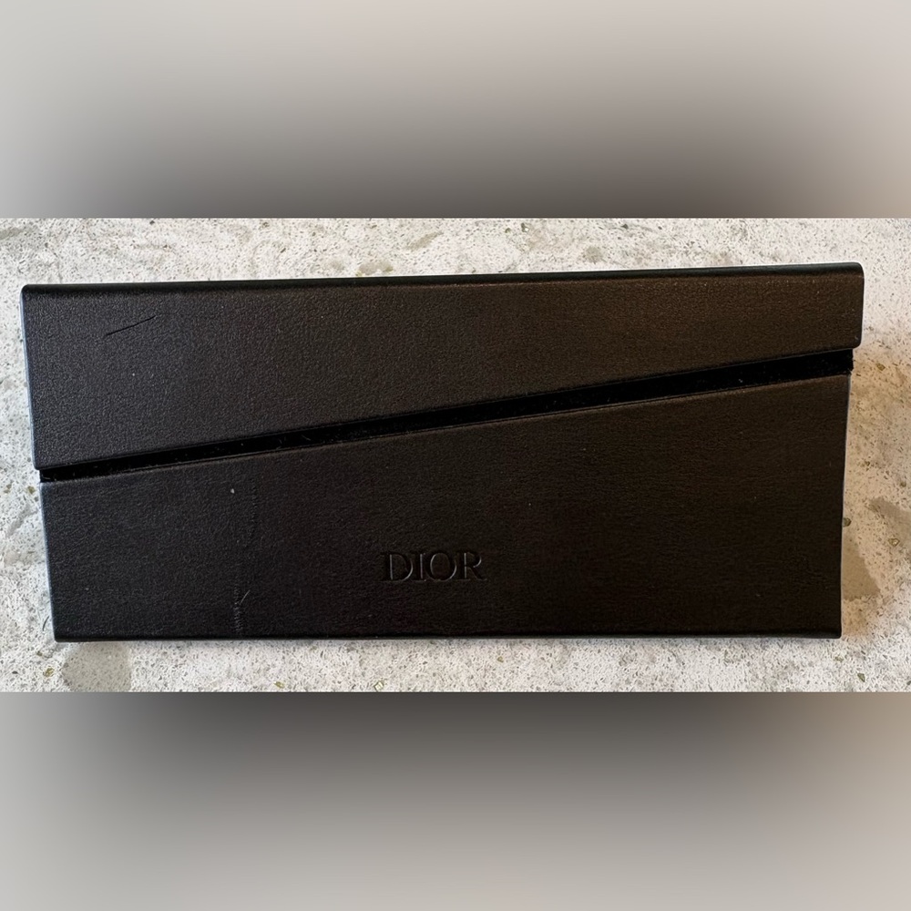 Christian Dior Black Embossed Leather eyewear case with authenticity card